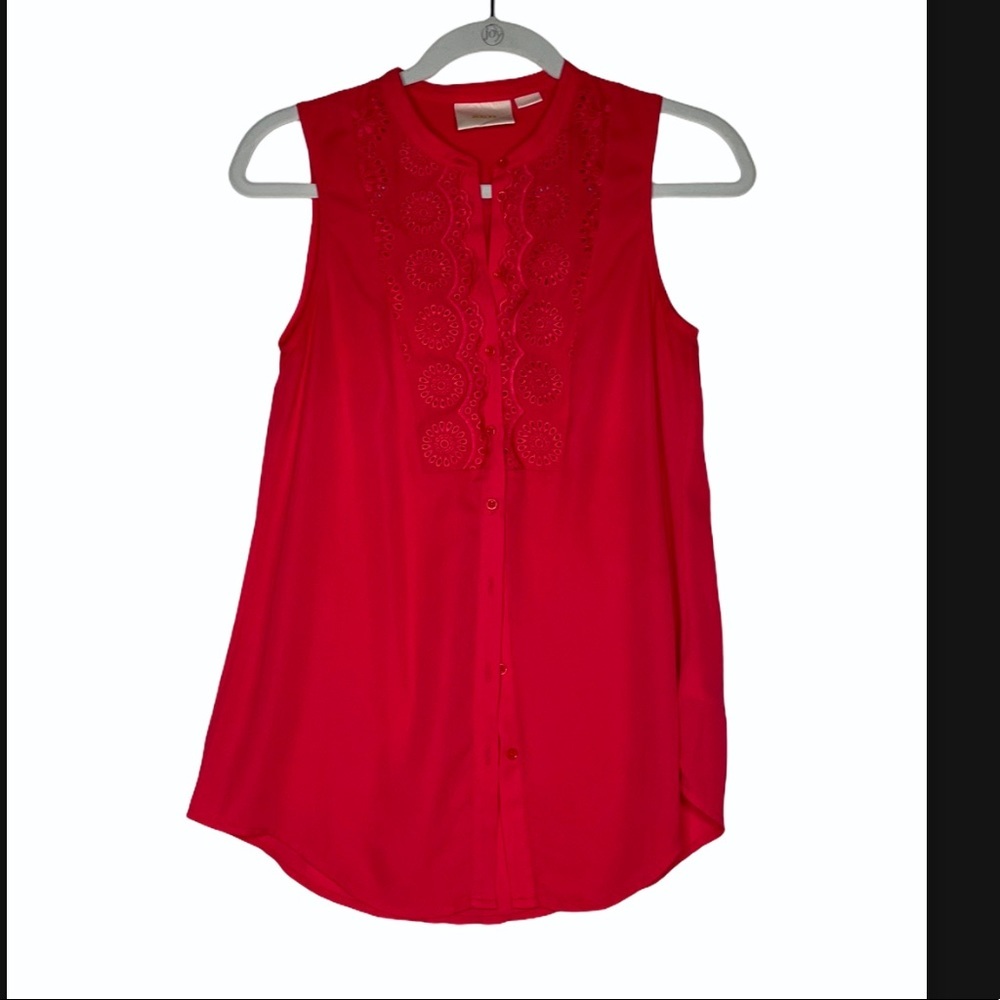 Maeve Anthropologie Eyelet Lace Button Up Tank Top